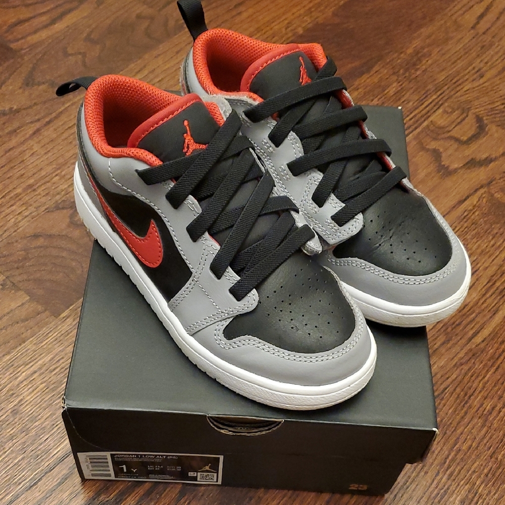 Nike Kids Black, Red, and Gray Sneakers